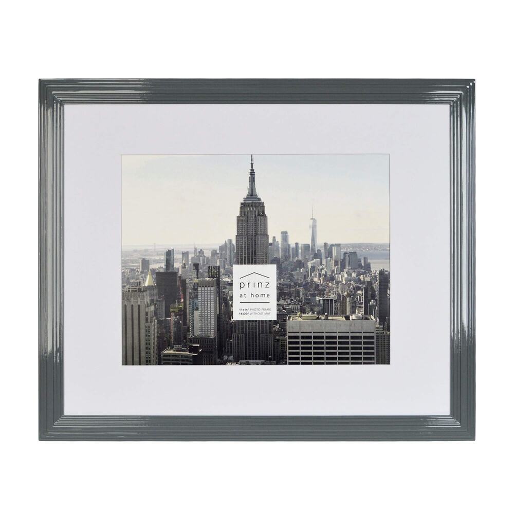 PRINZ Midtown High Gloss 18x22" Molded Modern Frame, Gray 11x14" photo